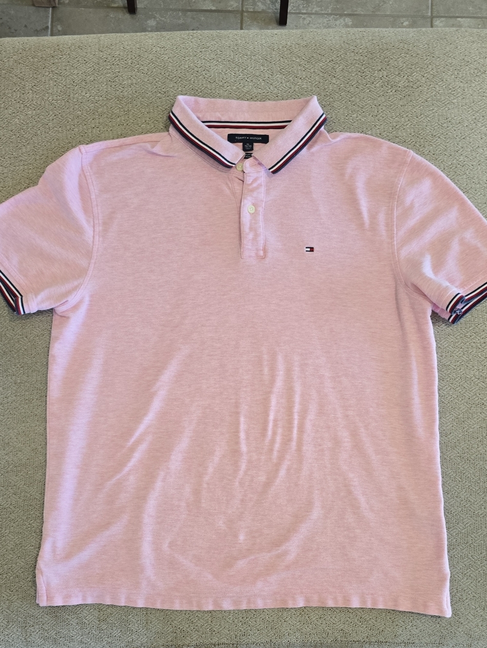 Tommy Hilfiger Heather Pink Regular Fit Short Sleeve Polo Shirt - Size XL